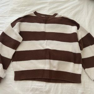 hollister brown & cream striped sweater